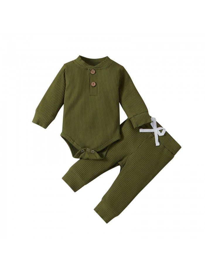 Children's autumn and winter children's clothing, boys and girls' long sleeved jumpsuit, pants bottoming suit 