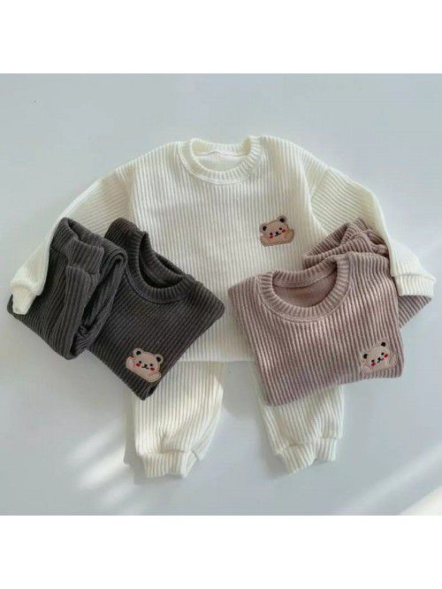 Sweater Set Autumn Bear Solid Color Set for Boys a...