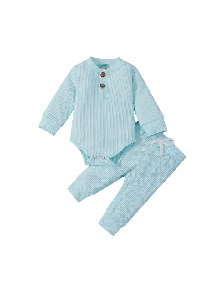 Children's autumn and winter children's clothing, boys and girls' long sleeved jumpsuit, pants bottoming suit 