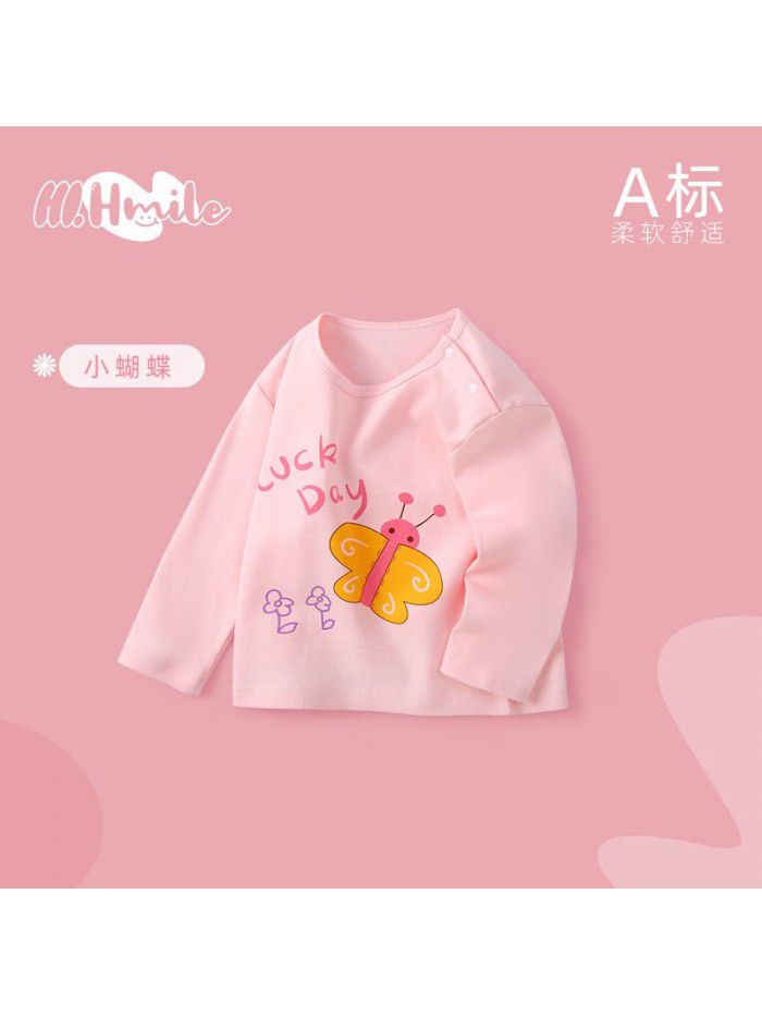 Spring and Autumn Children's Long Sleeve T-shirt All Cotton Baby Top Baby Clothing Bottom Shirt Baby Clothing Children's Clothing 