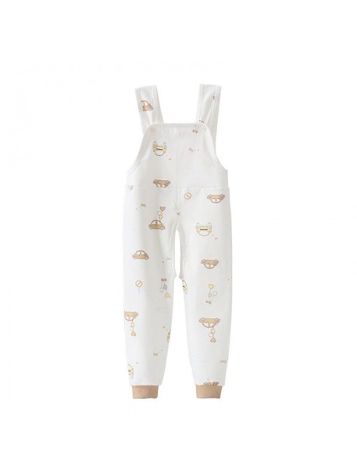 Baby Spring and Autumn Strap Pants Boys and Girls' Home Open Pants Children's Kindergarten Lunch Pants High Waist Calf Pants 