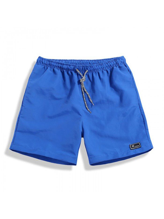Summer Candy Shorts Capris Men's Beach Pants Elastic Waist Drawstring Loose Straight Leg Shorts 