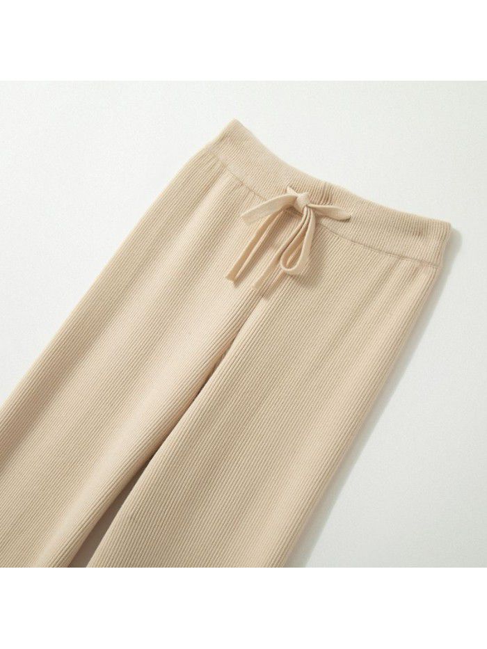 Thickened Wide Leg Pants Women's New Fine Anti Wool Casual Pants Floor Sweeping Pants Women's High Waist Drop Straight Pants 