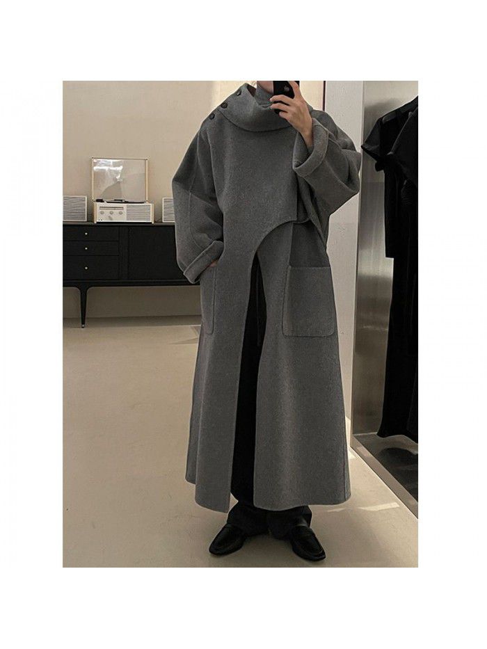 Layered overlapping design coat for women's winter new warm and warm double-sided fabric