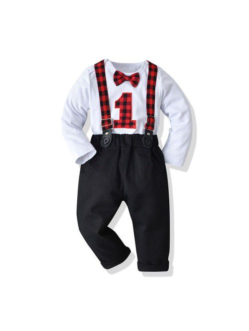 Baby Boys Fall Long Sleeve T-shirt Strap Pants Boy...