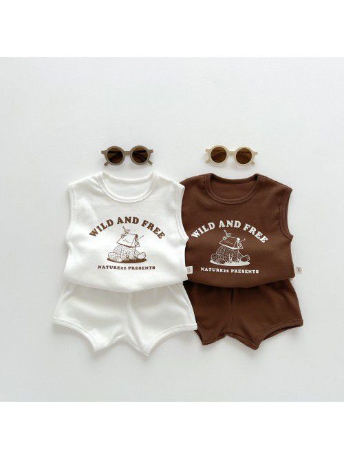 Summer sleeveless vest set for infants and young c...