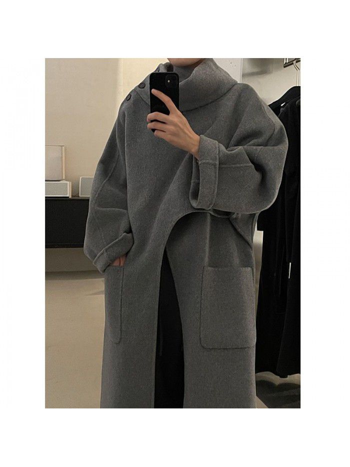 Layered overlapping design coat for women's winter new warm and warm double-sided fabric