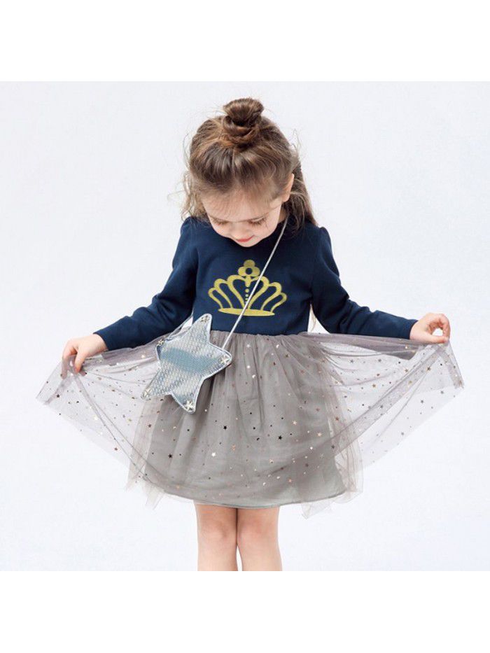 Children's Dress Autumn and Winter New Cartoon Princess Dress Cute and Breathable Mesh Girl's Dress