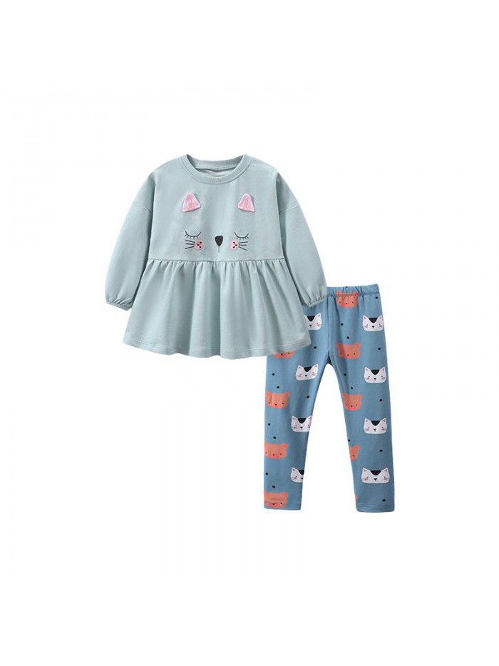 Autumn Girls' Sweater Set Cute Long sleeved Children's Set Long Pants Set