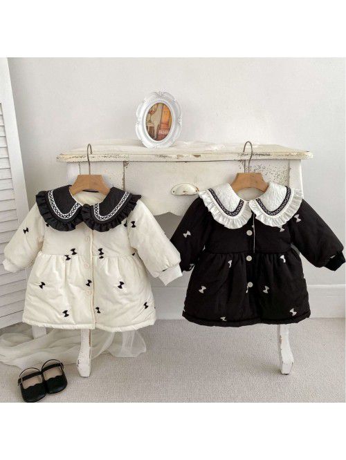 Baby winter cotton jacket, girl baby long thick ca...