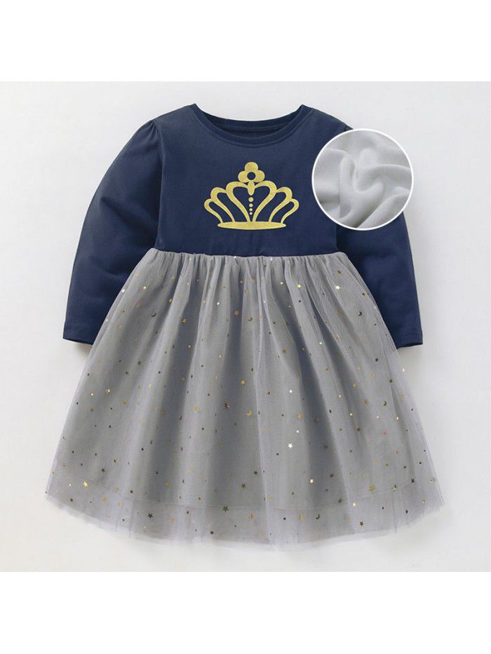 Children's Dress Autumn and Winter New Cartoon Princess Dress Cute and Breathable Mesh Girl's Dress