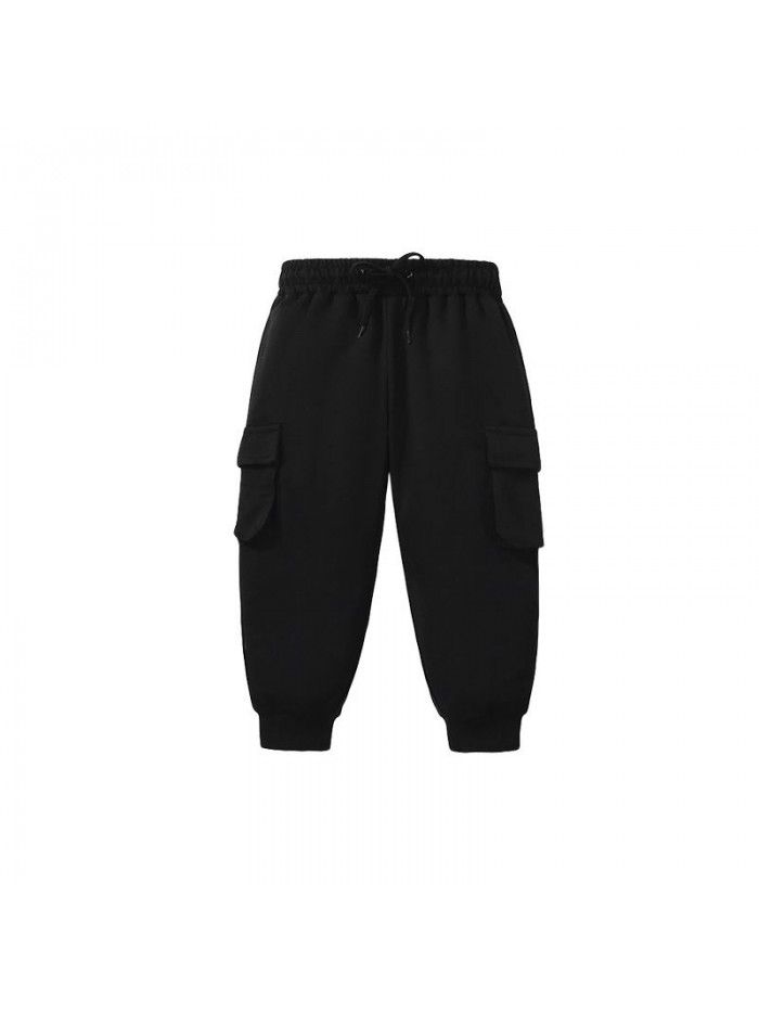 Children's pants autumn boys pure cotton work pants black casual children's pants