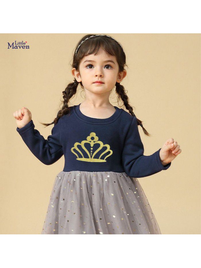 Children's Dress Autumn and Winter New Cartoon Princess Dress Cute and Breathable Mesh Girl's Dress