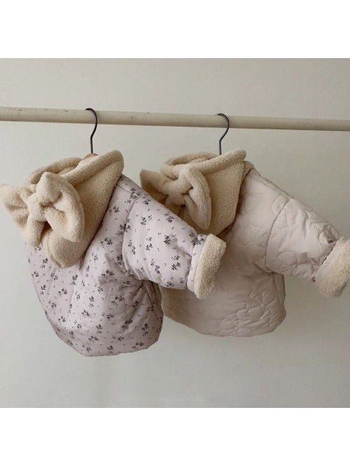 Baby plush winter men and women's clothing bow hoo...