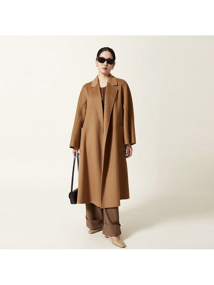 Bathrobe cashmere coat for women, double-sided cashmere classic woolen coat for women