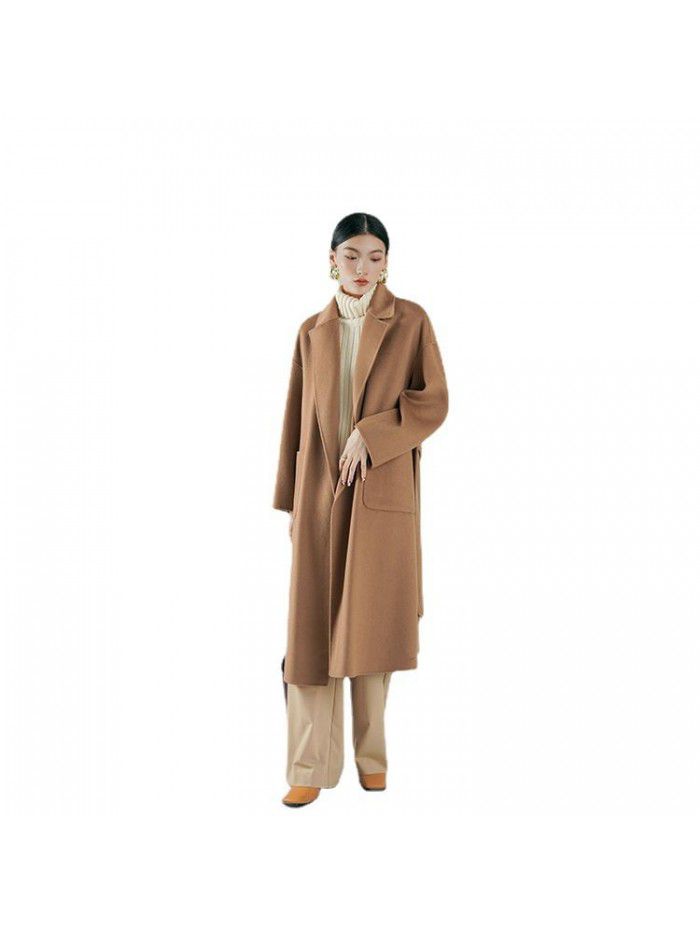 Bathrobe cashmere coat for women, double-sided cashmere classic woolen coat for women