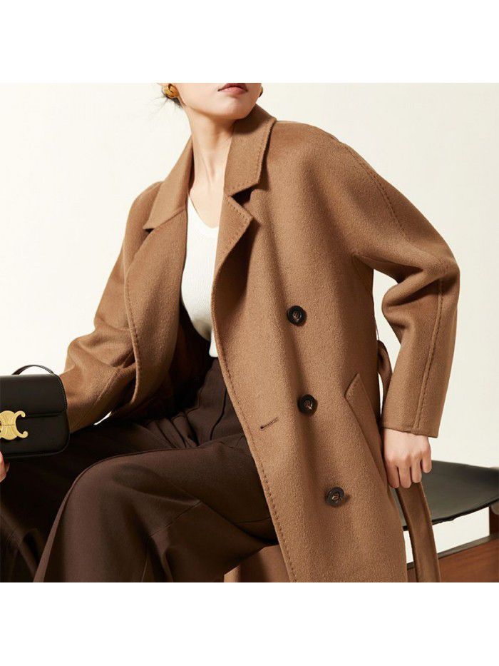 Classic double-sided cashmere coat, pure cashmere woolen coat, women's coat