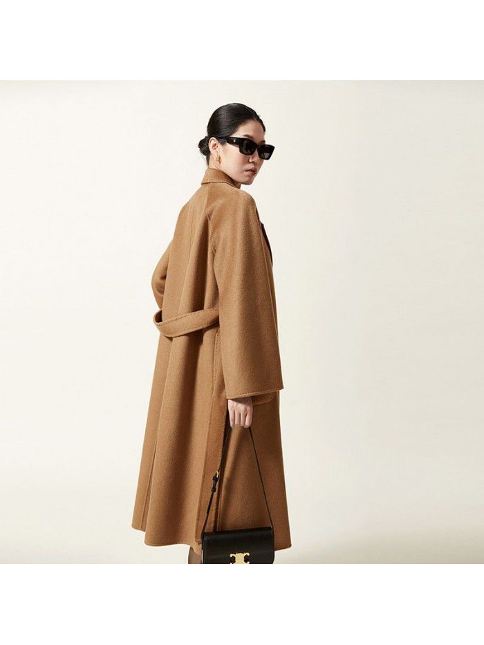 Bathrobe cashmere coat for women, double-sided cashmere classic woolen coat for women