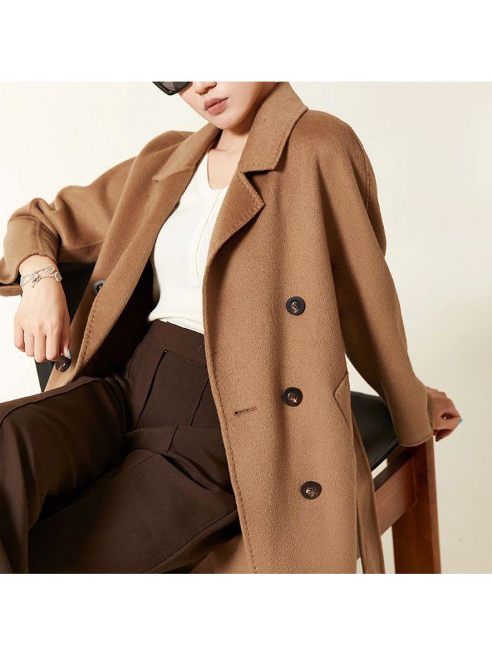 Classic double-sided cashmere coat, pure cashmere woolen coat, women's coat