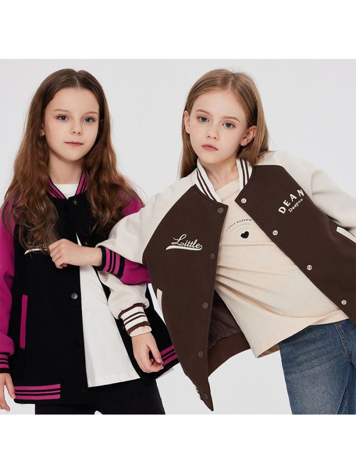 New autumn coat for children's casual baseball suit for big girls Spring and autumn loose sports jacket trend