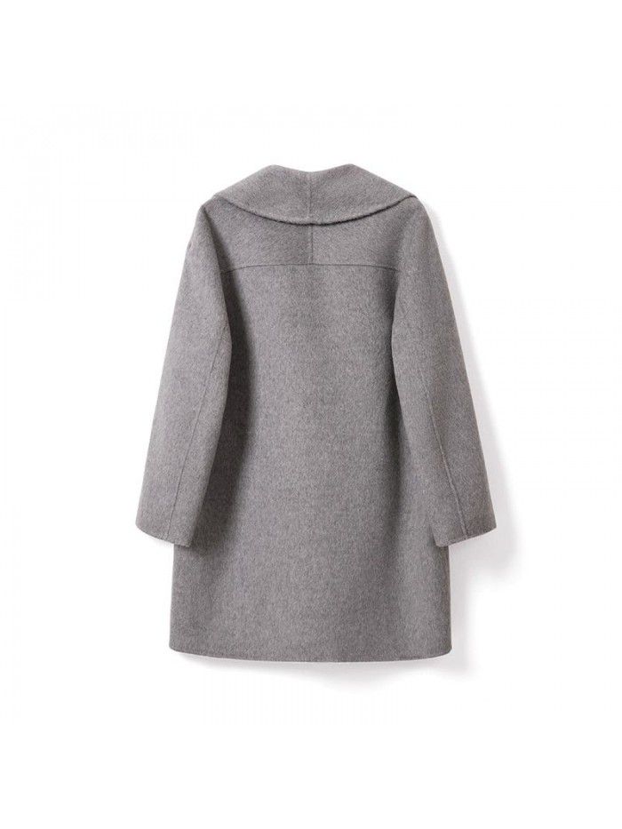 Autumn and Winter New Product Mulberry Silk Woolen Woolen Cashmere Coat Casual Woolen Coat Double breasted Loose Camel Fleece Coat for Women