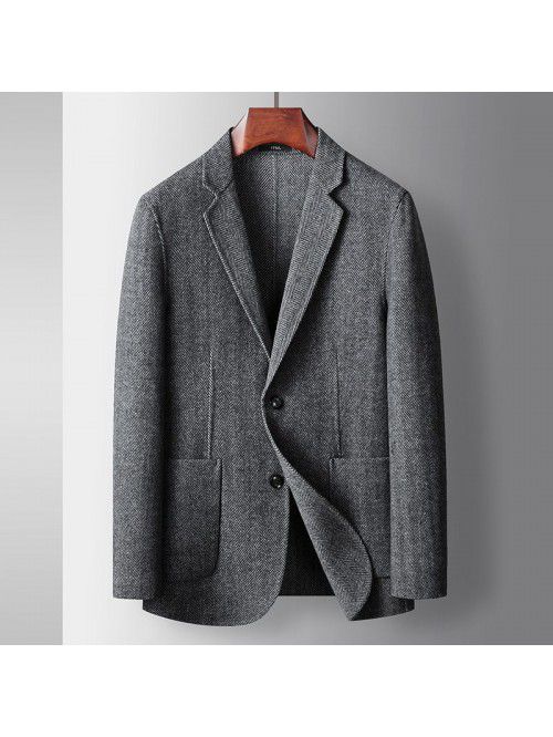 Men's casual suit, wool woolen suit jacket, pure h...