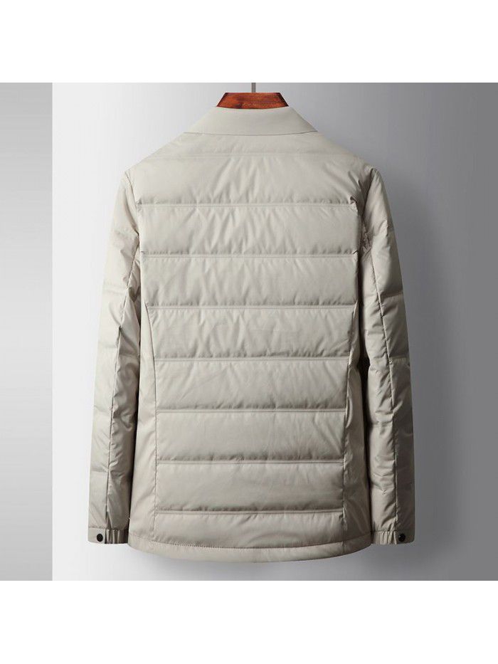 Men's down jacket autumn and winter white goose down warm shirt version for middle-aged and young people, casual light and thin down men's jacket trend