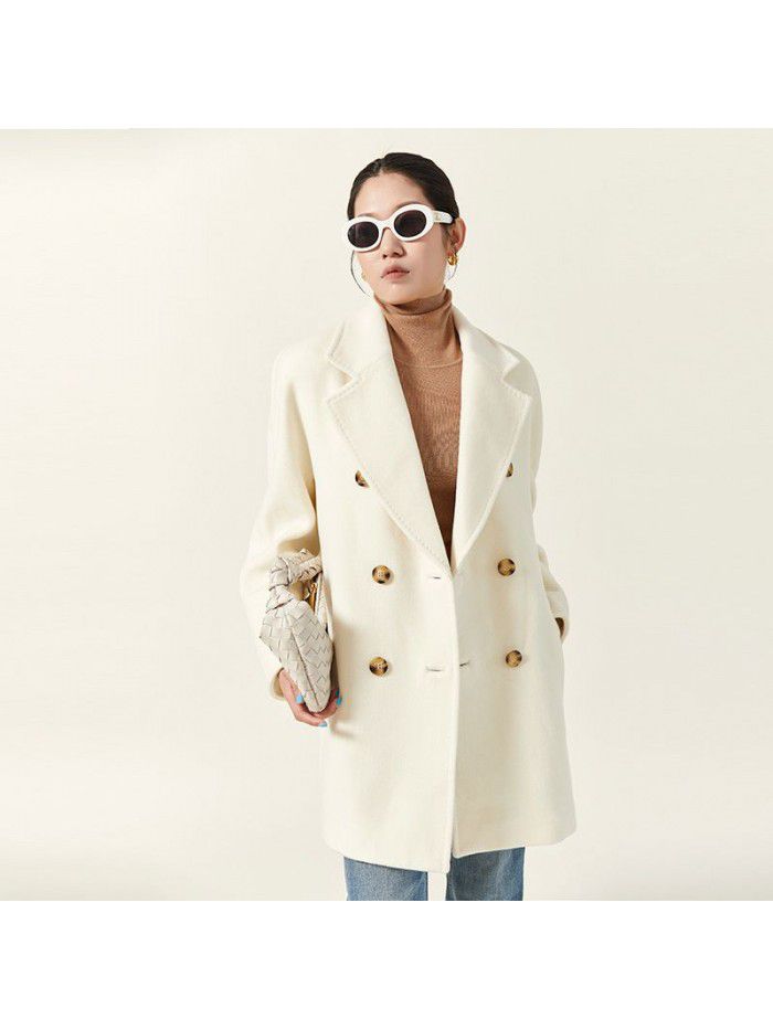Coat short woolen jacket suit collar women's single-sided woolen high count cotton wool
