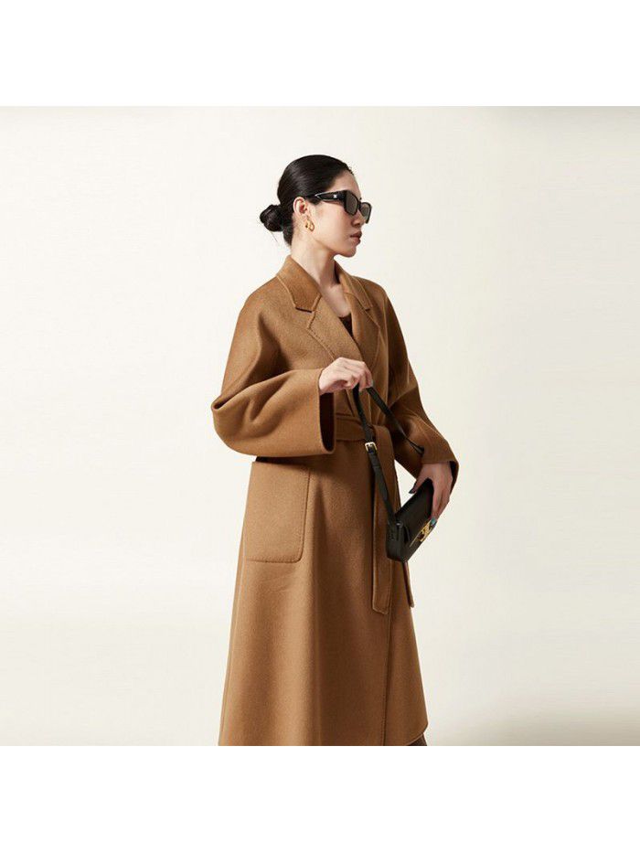 Bathrobe cashmere coat for women, double-sided cashmere classic woolen coat for women