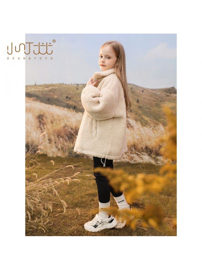 Girls' Winter New Lamb Wool Coat Children's Autumn and Winter Cotton Clip Thickened Coat Big Children's Western Style Wool Sweater