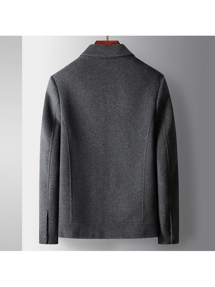 Men's jacket, autumn/winter wool coat, lapel zipper version, detachable down inner lining, double-sided business jacket