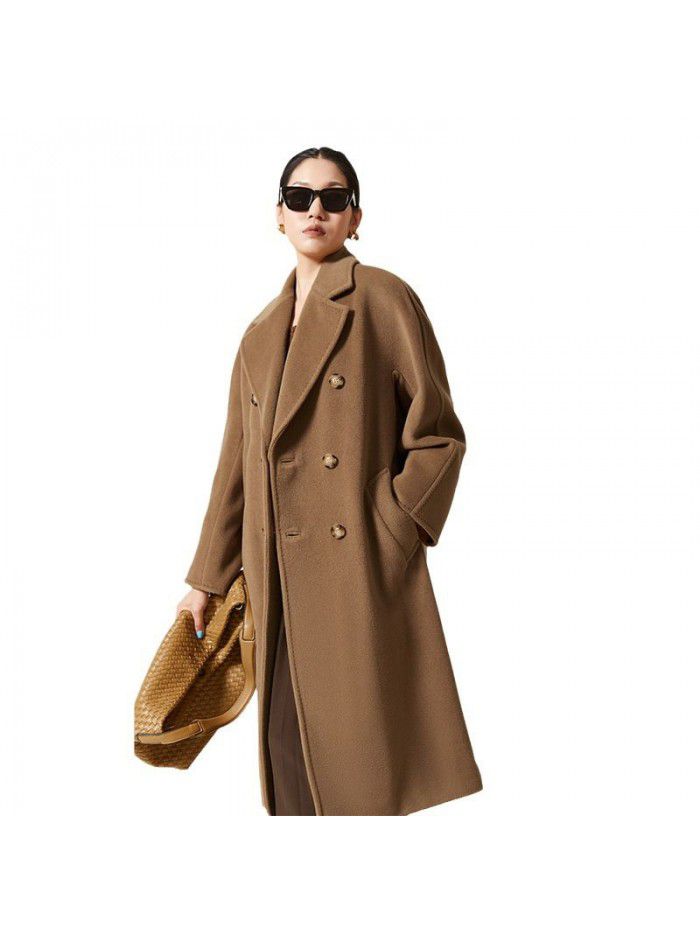 Coat, woolen coat, single-sided woolen coat, high-end double breasted woolen coat