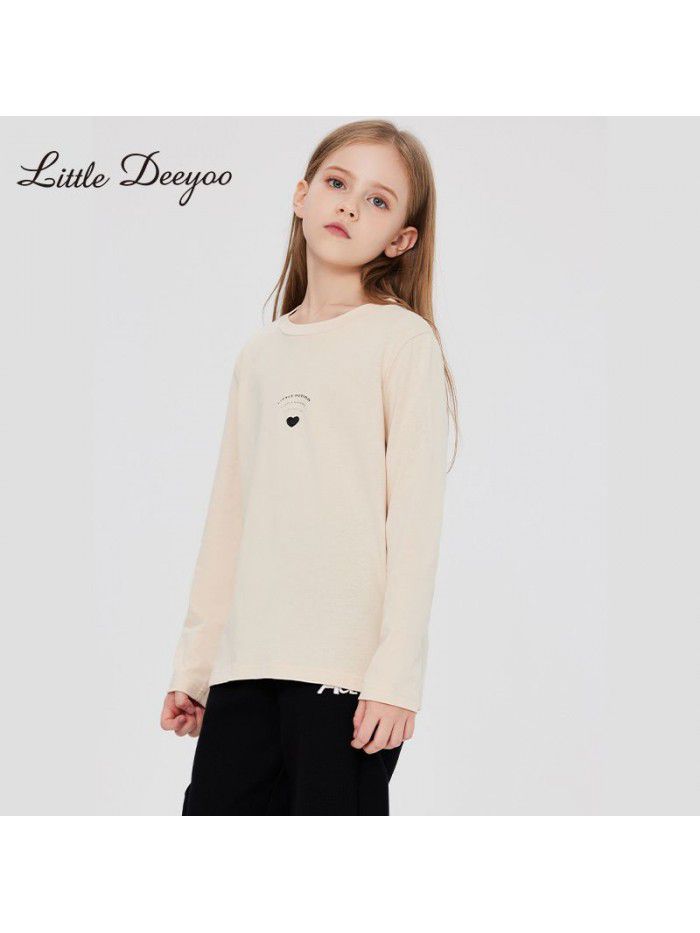 Girls Long sleeved T-shirt Spring and Autumn New Children's Pure Cotton Bottom Shirt Girls Loose Round Neck Inner Layup Top